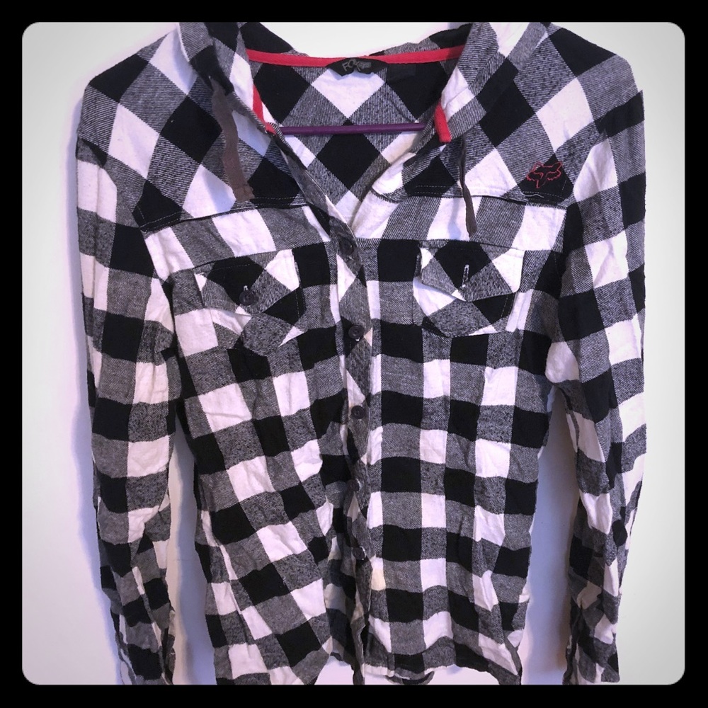 Black and white checkered hooded flannel